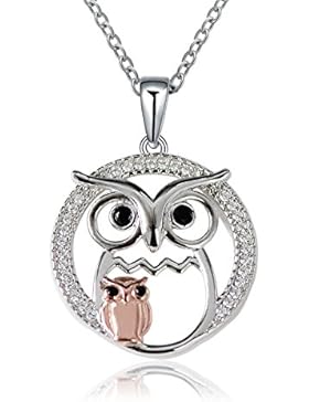 Mutter Love Mutter und Kind Anhänger Eule mit Zirkonia 925Sterling Silber Halskette Schmuck Geschenk