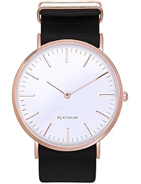 Armbanduhr Trenduhr Farbe Roségold Schwarz Rotgold Rosé Gold Kupfer Lederarmband Unisex Herren Damenuhr Damen...