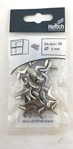 Preisvergleich Produktbild Hettich 062450 - Bodenträger mit Zapfen - Regalbodenträger - Regal - Regalhalter für Glas - Holzböden - Plattenträger - Stahlstift - Silber - 20 Stück - Ø 5 mm
