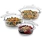 Glass Casserole Deep Round Serving Bowl with Glass Lid - Oven and Microwave Safe Set of 1