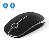 Bluetooth + 2.4G Doppelmodus, kann als Bluetooth-Maus sowie eine 2,4G Kabellose Maus verwendet werden. Kompatibel mit Bluetooth-fähigen Geräten sowie USB-fähigen Geräten