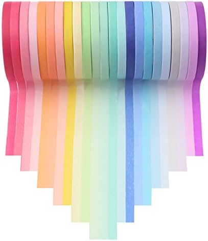 Washi Tape Set Thin Masking Decorative Tapes for DIY Scrapbooking Crafts Wrapping (Rainbow)