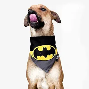 TDIT X DC Batman Dog Bandana- Reversible, Comes with Removable, Adjustable Dog Collar (XL)
