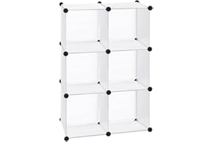 T-LOVENDO.ES T-LoVendo Armario Modular Cubos. Estantería Zapatero plástico Blanco. Fácil Montaje. Librería Moderna. Ahorra Espacio. Salon, baño, Cocina. 6 Cubos