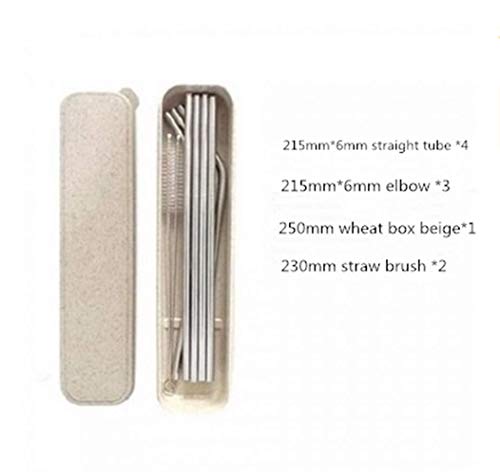 Preisvergleich Produktbild MINMINA Edelstahl-Strohhalm-Set, Farbige Metall-Einweg-Strohhalme,9piecesbeige,S