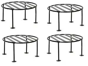 TRUPHE Iron Pot Stand, Black, 20 cm x 20 cm x 10 cm, LXWXH, 4 Pieces
