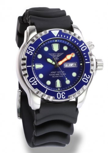 Army Watch Taucheruhr - 100 ATM/1000 Meter - Silikonband - Blau - EP851 Army Watch Taucheruhr - 100 ATM/1000 Meter - Silikonband - Blau - EP851