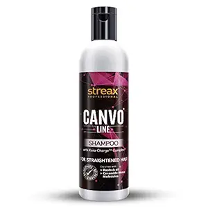 Streax Professional Canvoline Straightening Post Care Shampoo for Women | Enriched with Kera-Charge? Complex | Anti Frizz & Hair Breakage | Soft & Tangle Free Hair | Sulphate & Paraben free | 250ml