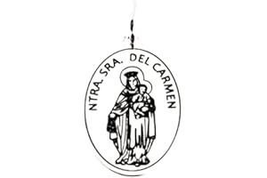 Minoplata Medalla Ovalada de Plata de Ley 925 Nuestra Señora Virgen del Carmen Preciosa para Hacer