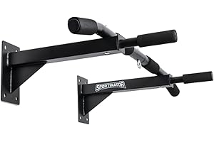 ‎SPORTINATOR SPORTINATOR® Klimmzugstange inkl. Zubehör schwarz zur Wandmontage, Pull Up Bar fürs Homegym, für diverse Kraftsport Übungen geeignet, hochwertiger Edelstahl, Unisex, belastbar bis zu 150 Kg