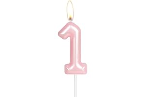 MCISKIN Hot Pink Happy 1st Birthday Candle,Pink Number 1 Candle,Birthday Cake Candle Decorations,Cake Candles Cake Toppers for Girls Women,Wedding Anniversary