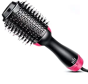 Concepta Premium One Step Hair Dryer and Volumizer, Hot Air Brush, 4 in1 Styling Brush Styler, Negative Ion Hair Straightener Curler Brush for All Hairstyle(Black)