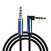 Price comparison product image Liqiqi Aux Audio Cable 3.5mm Stereo Audio Jack 90 Degree Right Angle Cable for Beats Headphone,Samsung S8, Iphone,Home Car Stereos,Speaker,24K Gold Plated Male to Male (Blue)