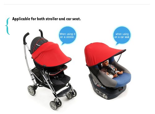[Manito] New Sunshade / Sonnenschirm für Kinderwagen, Sportkinderwagen und Autositz, Weitsonnenschutz, UV-Cut, Universal und einfache Installation - 8