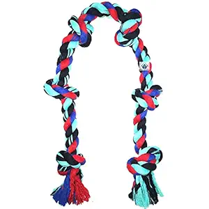 MS Pet House 6 Knots Cotton Rope Dog Chew Toy for Medium to Adult Dogs 30 Inch Long - Extra Durable Indestructible Dog Toy for Aggressive Chewers and Large Dog Breeds (Multi Coloured) (XXL)