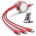 BLAXSTOC Combo Offer 3.0A Fast Charger Cord, Multiple Charging Cable 1.2m 3-in-1 USB Charge Cord Compatible with Phone/Type C/Micro USB for All Android and iOS Smartphones and One Mobile Stand