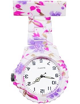 Ellemka JCM-2102 - Schwesternuhr Clip zum Anstecken FOB Kittel Krankenschwester Pflege-r Quarz Puls-Uhr Taschen...