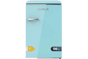 Cecotec Mini Nevera Retro 1 Puerta - 110 L Bolero CoolMarket TT Origin 110 Blue E. Mini Frigorífico, ICEBOX, Luz Interior, Tirador Cromado, Bandejas Cristal, Abridor Botellines, Estilo Vintage Azul