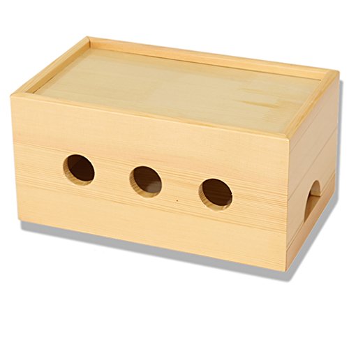 Iashion Caja De Almacenamiento De Cable, Caja De Enchufe De Madera Maciza, Concentrador USB Y Mor, Caja De Enchufe