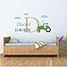 Price comparison product image 3D Wall Sticker  Großer Traktor Wand Aufkleber Set Personalisierte Jungen Name Und Erste Aufkleber Wand Kunst Kinderzimmer Dekor Qwerlp