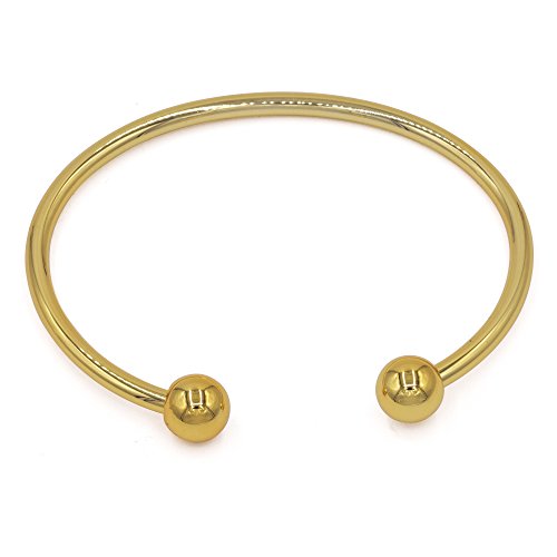 JFUME Herren Damen Armband Magnet Messing Gold Armreif vergoldet hochglanzpoliert Verstellbarer Armband 19cm