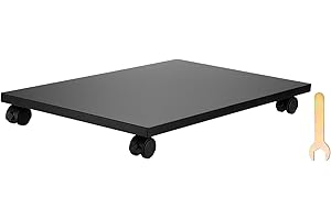 PATIKIL 12x19in PC Stand, Computer Tower Stand Wood CPU PC Holder Under Desk Mobile Cart 4 Caster Wheel for Floor Carpet Tower ATX Case Printer Potted Planter, Black