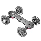 slider dolly car 1/4-Zoll-3/8-Zoll-Schraube Gewinde und 4 1/4-Zoll-Schrauben Löcher:Passend für 1/4-Zoll und 3/8-Zoll-Stativhalterungen ; Erlaubt Ihnen, Ihre Kamera direkt auf den Dolly zu montieren, oder verwenden Sie einen Gelenkarm oder einen Kugelkopf, um in einem beliebigen Winkel zu schießen.