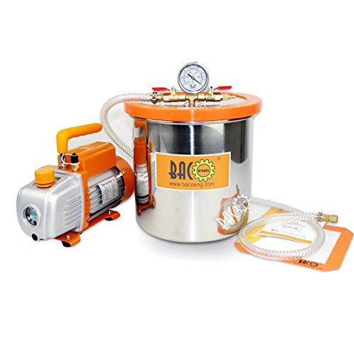BACOENG 12L Vakuumkammer mit 85L/Min Einstufige Vakuumpumpe Unterdruckpumpe mit Manometer HVAC