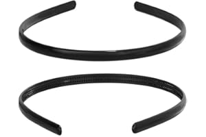 MIETONG 2 Stück Haarband - Schwarz Kunststoff Stirnbänder Einfach Haarband mit Zähnen Dünne DIY Haarbänder 8mm Breite Rutschfest Haarreifen