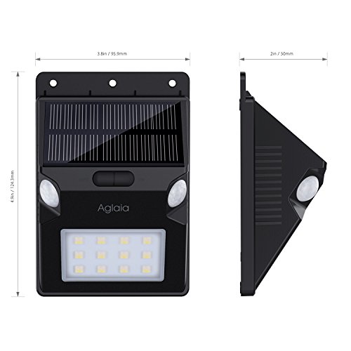 Aglaia Solarleuchte mit 2 Bewegungssensor, 12 LED Solarbetriebene Sicherheitsleuchte mit 5 Intelligenten Beleuchtungsmodus und RGB Farbwechsel, Wetterfeste für Patio, Plattform, Hof, Garten, Terrasse - 2