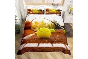 HOMEMISSING Set di biancheria da letto per palline da tennis per bambini Set di biancheria da letto 3D Racchetta da tennis per ragazzi ragazze donne uomini camera da letto trapunta sportiva Set 3D palla king siz