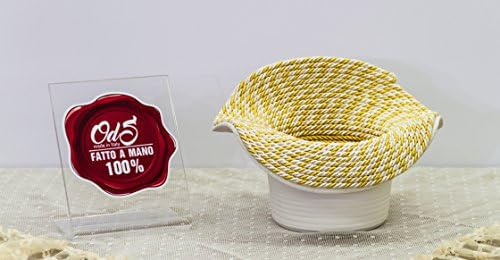 Bottle holder glazed ceramic shoe with a curved cotton rope exterior finish. Made in Italy. Height 15 cm