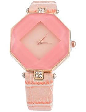 Souarts Damen Rosa Einfach Design mit Strass Armbanduhr Quartzuhr Analog mit Batterie