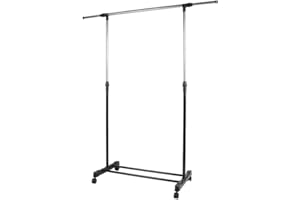 YIFAA Portant à vêtements,Penderie Portant à roulettes Télescopique et Hauteur réglable 90cm-158cm