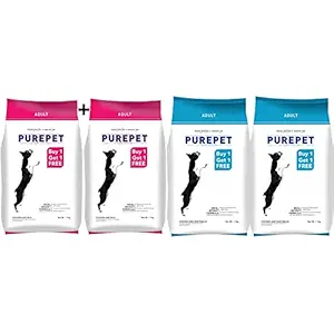 Purepet Chicken and Milk Adult Food, 1.1 kg (Buy 1 Get 1 Free) and Purepet Adult Dog Food, 1.1 kg (Chicken and Vegetable, Buy 1 and Get 1 Free)