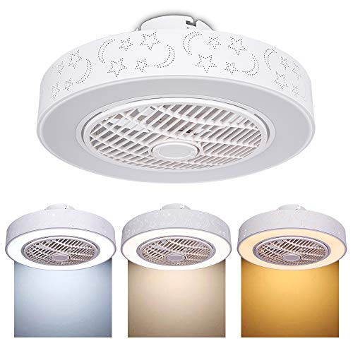 Ventilateur De Plafond LED Plafonnier - Dimmable avec Télécommande, Creative Moderne Pépinière Chambre Lampe Bureau Restaurant Salon Éclairage Décoratif Plafonnier Ventilateur Dans Luminaires Φ52CM