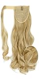 17/23 inches Fashion Long Wrap Around Ponytail Straight Curly Wavy Clip in Pony Tail Hair Extension Extensions Black Blonde Brown (17 inches, Ash Blonde Mix Bleach Blonde)