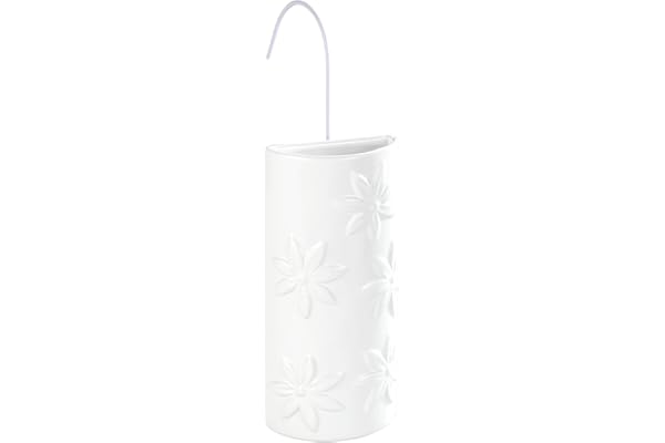 WENKO Saturateur avec motif Fleurs - Humidificateur de locaux avec décoration florale pour le radiateur, Céramique, 9 x 19.5 x 4 cm, Blanc