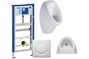 BADOSAN GEBERIT Duofix Vorwandelement Basic 130cm + Urinal EURO LIFE + Betätigungsplatte HYBASIC pneumatisch
