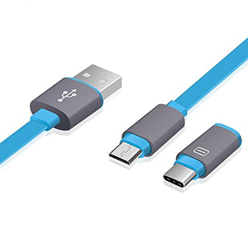 Skitic 2 in 1 Ausziehbares Roll-up Micro USB Typ C Metall Ladekabel Datenkabel Schnellladekabel für Huawei P9/ P9 Lite/ P8/ P8 Lite, Samsung Galaxy S7/ S7 Edge/ S6 / S6 Edge / S5 / S4, Galaxy Note 5/ 4/ 3/ 2, HTC, Sony, Oneplus, Xiaomi, LG, Motorola, Alle Handys und Tablette mit Android System (Blau) - 3