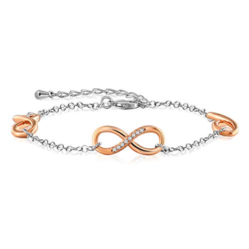 Angelady ?Cadeau Maman? Bracelet Or Rose pour Femme Bracelet Infini avec 5A Zircon Cubique Cadeau Fête des Mères pour Maman Bracelet pour Femme (C-or rose)