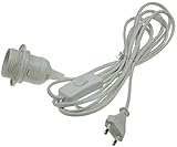 1,4m + 2m lang, weiß ChiliTec Netzkabel mit Schalter und E27 Fassung