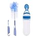 Produktbild MagiDeal 90ML Baby Löffelspender Babylöffel Auslaufsicherer Löffel + Flaschenbürste Reinigungsbürste - Blau Löffel und Blau Bürste