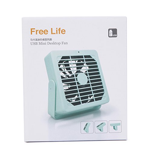 Glighone USB Ventilator Mini Standventilator Tischventilator Kleiner Lüfter mit 360° Halterung, sehr leise und kraftvoll, blue - 8