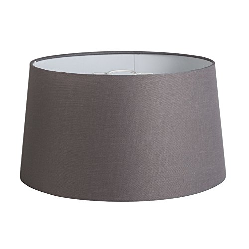 QAZQA Leinen Lampenschirm 40cm rund DS E27 leinen braungrau , Rund konisch Schirm Pendelleuchte, Schirm Stehleuchte,
