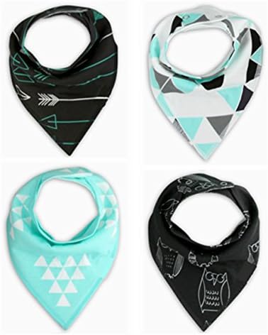 Kimming Toddler Infant Baby Bib 100% Cotton Absorbent Bandana Dribble Bib with Adjustable Snaps Saliva Towel Burp Cloth(4 Pack Baby Gift Set)
