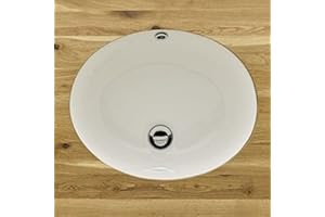 Clickbasin Oval Under Counter White Ceramic Bathroom Basin 420mm x 340mm Inset Sink with Internal Overflow | Santo