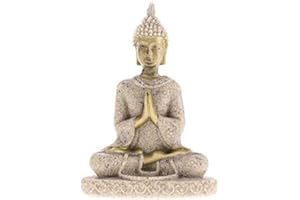 Yikko Mini Estatua de Buda de Arenisca Metriya Estatua de Metriya Juego de Escultura Tallada a Mano Adecuado para Estatua decoración del hogar (7,5 x 5 x 2,5 cm)