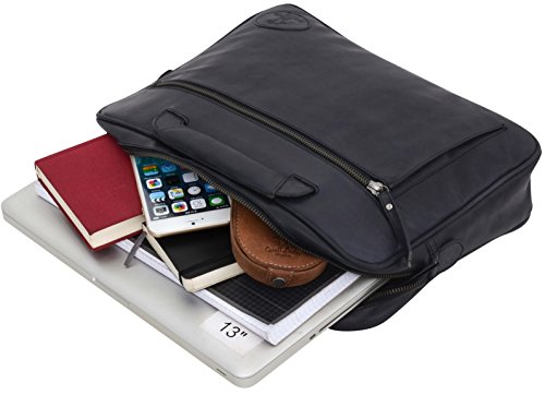 Gusti Leder studio „Lea“ Henkeltasche Laptoptasche MacBook 13 Zoll Businesstasche Ledertasche Notebooktasche 13 inch Ausziehbare Griffe Ziegenleder Vintage Graphitgrau Dunkelgrau 2H64-29-6 - 4