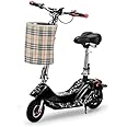 Massive Reckon® 2-Wheeler Electric Scooter with Seat & Basket - Adjustable Height Handlebar, Mini Portable Foldable Electric Bike for Kids